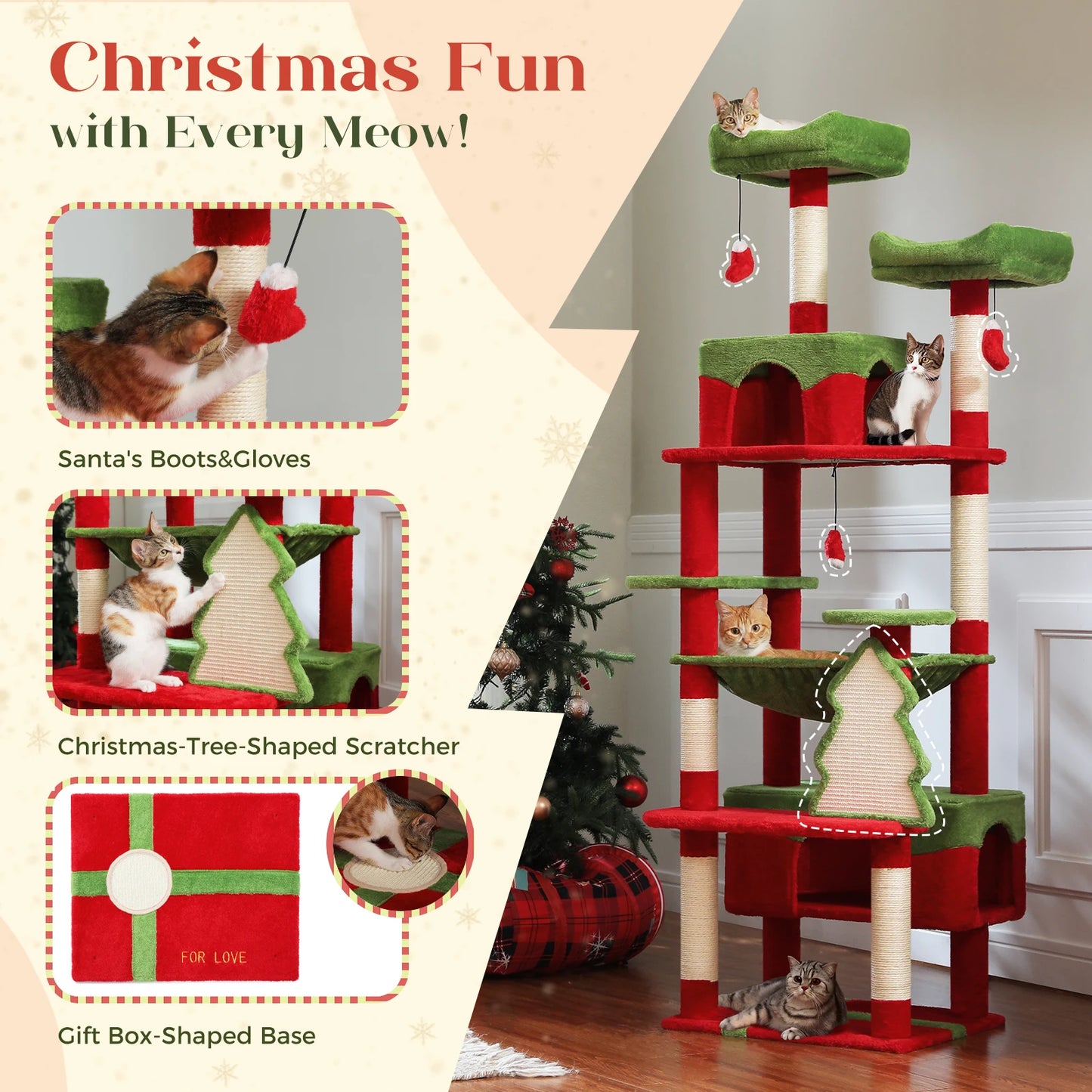 PAWZ Road Cat Tree with Sisal Posts and Hammock Bed