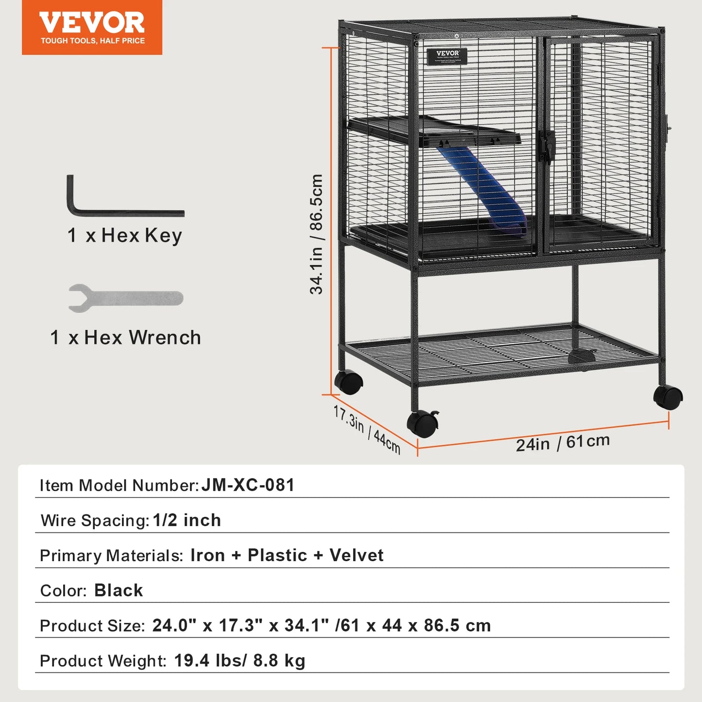 SucceBuy Rolling Metal Ferret Cage 4-Tier Critter Nation Cage