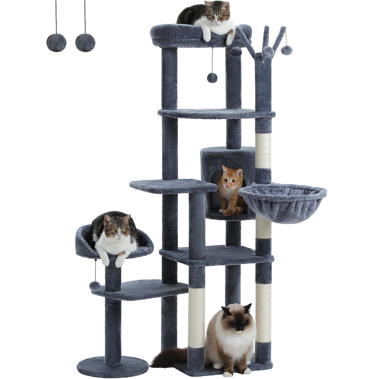 PEQULTICN PremiumQuality Multi-Level Cat Tree With Scratching Posts And HammocksElite