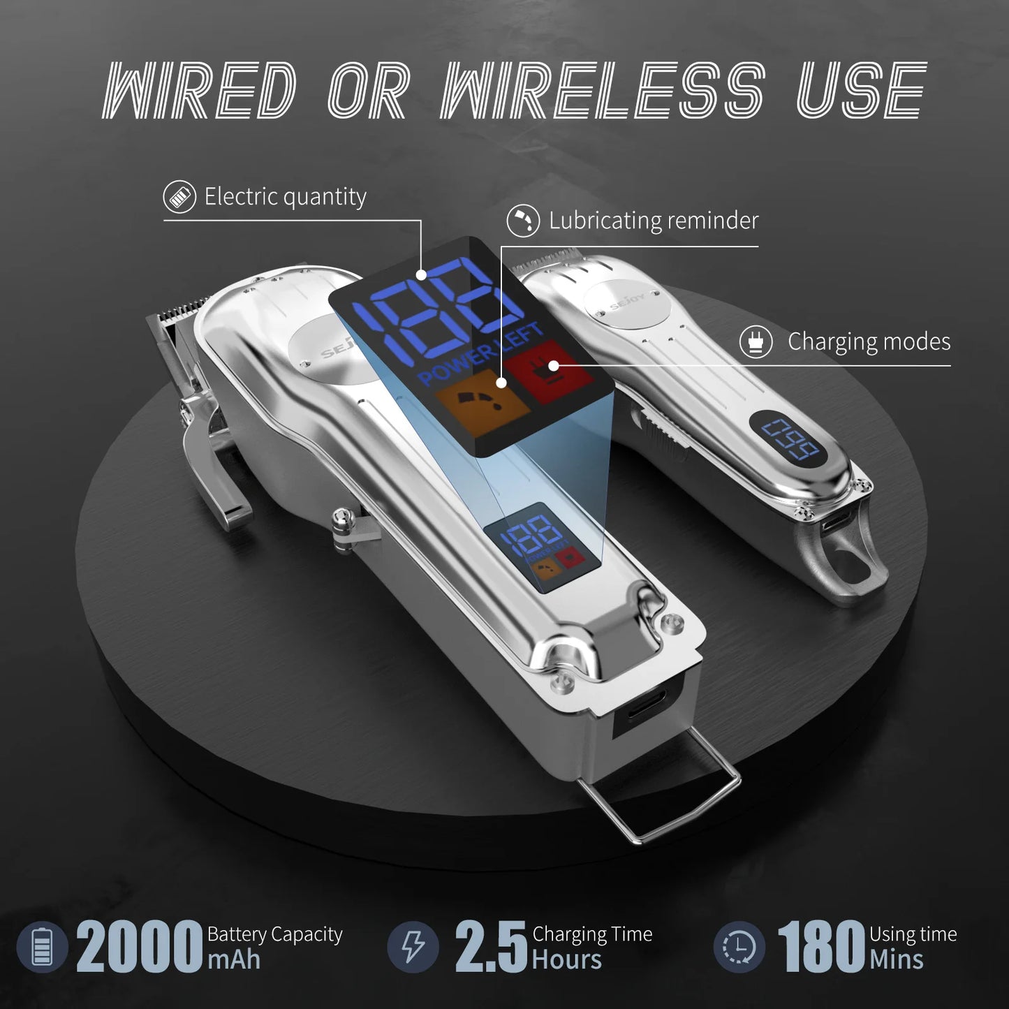 Sejoy Professional Hair Clipper Kit Cordless Rechargeable Precision Trimmer Barber