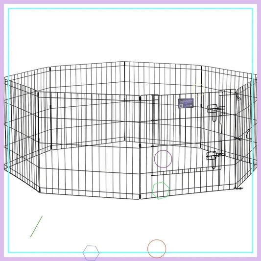Foldable Metal Dog Playpen with Secure Door, 16 Sq Ft Indoor/Outdoor Pet Exercise Pen, 24-Inch Height