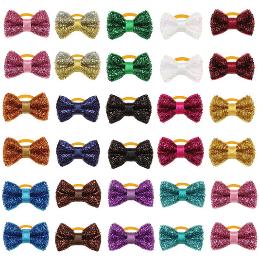 Christmas Dog Bows With Rubber Bands For Dogs And Cats