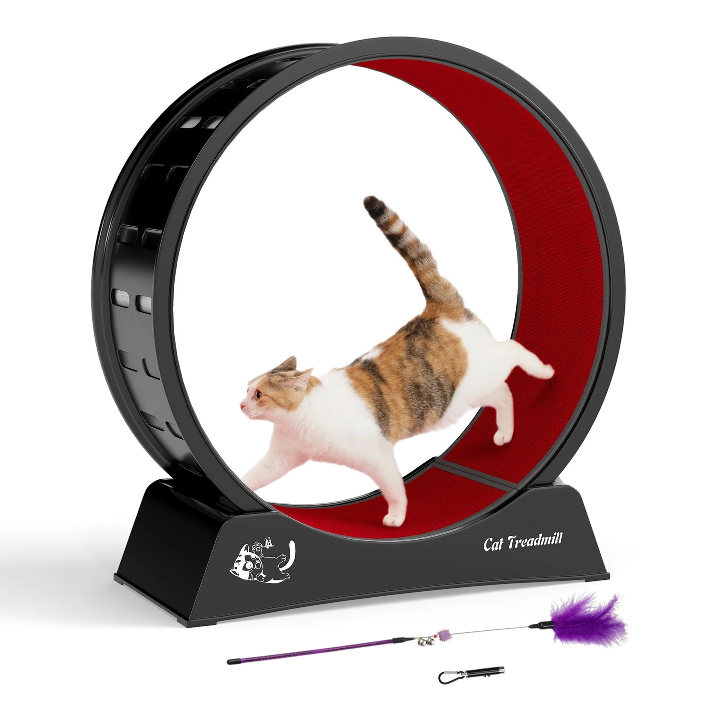 Cat Wheel for Indoor Cats Large Exercise Running Wheel Cat Treadmill with Brake & Carpeted Runway, Easy to Install & Fitness & Health