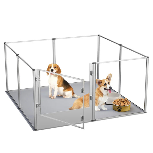 BORWAR Acrylic Dog Playpen Enclosure With Waterproof Pad