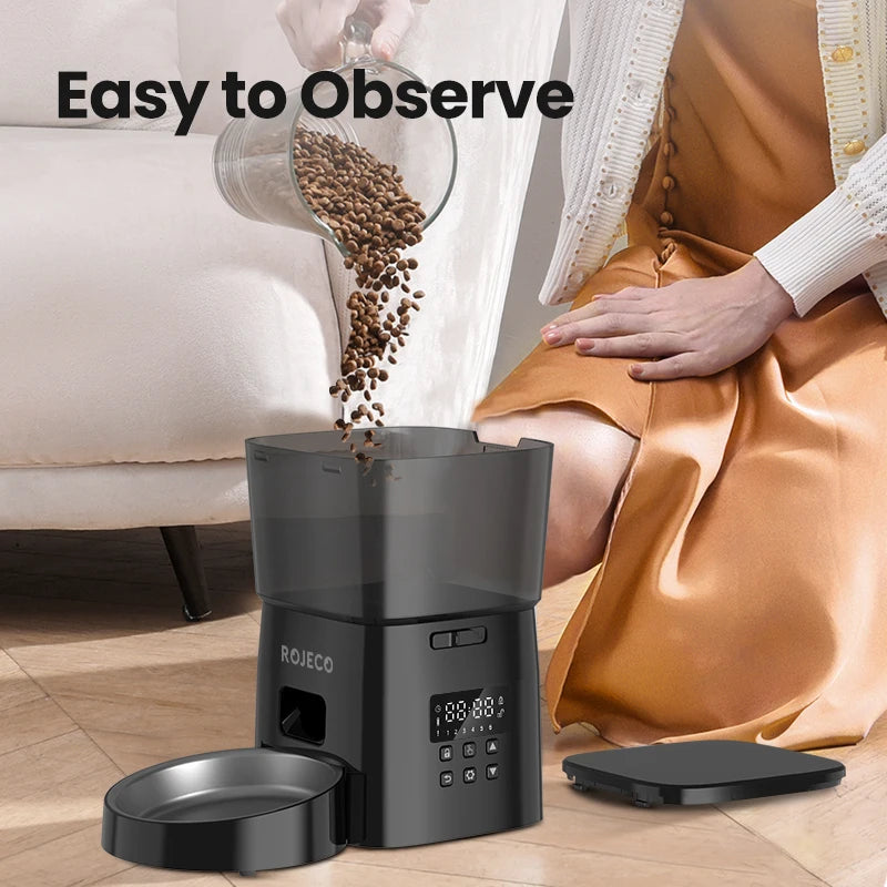 ROJECO Automatic Cat Feeder Kibble Dispenser With Smart Control