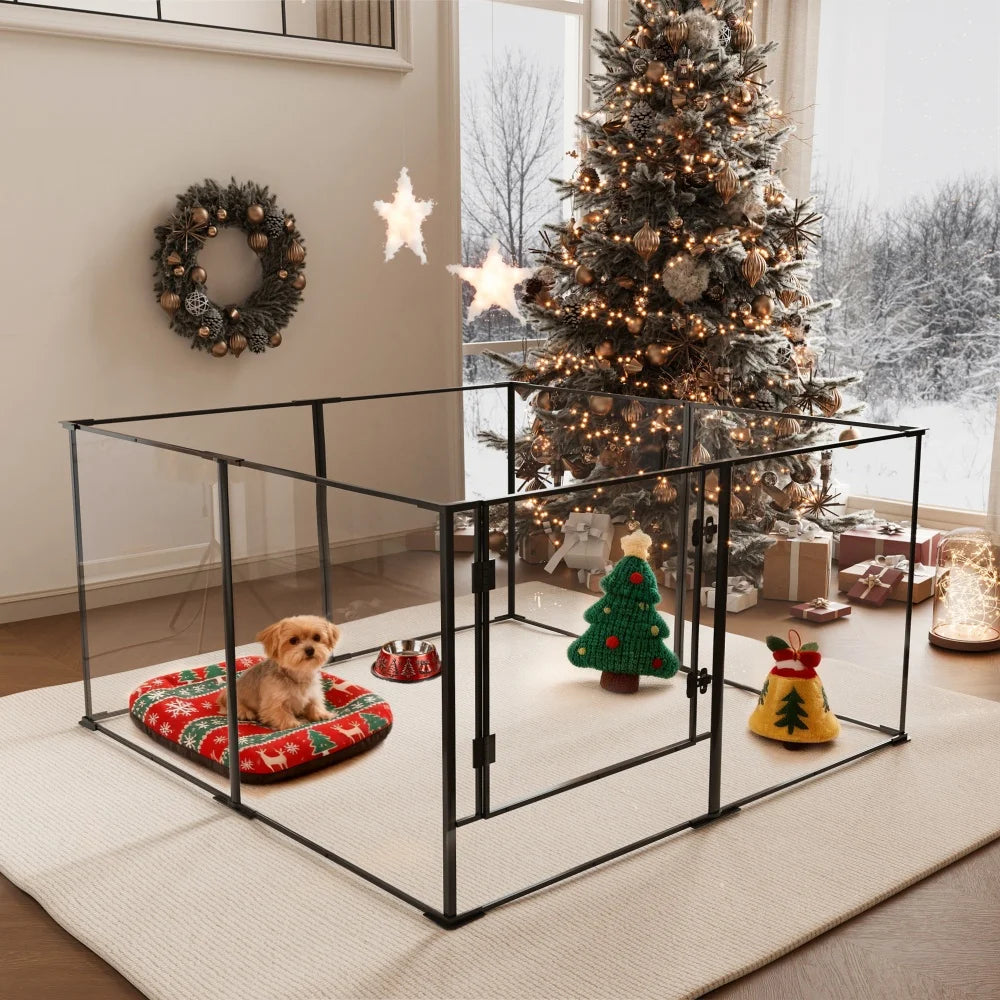 Borwar Acrylic Dog Playpen Enclosure For Indoor Pets And Cats