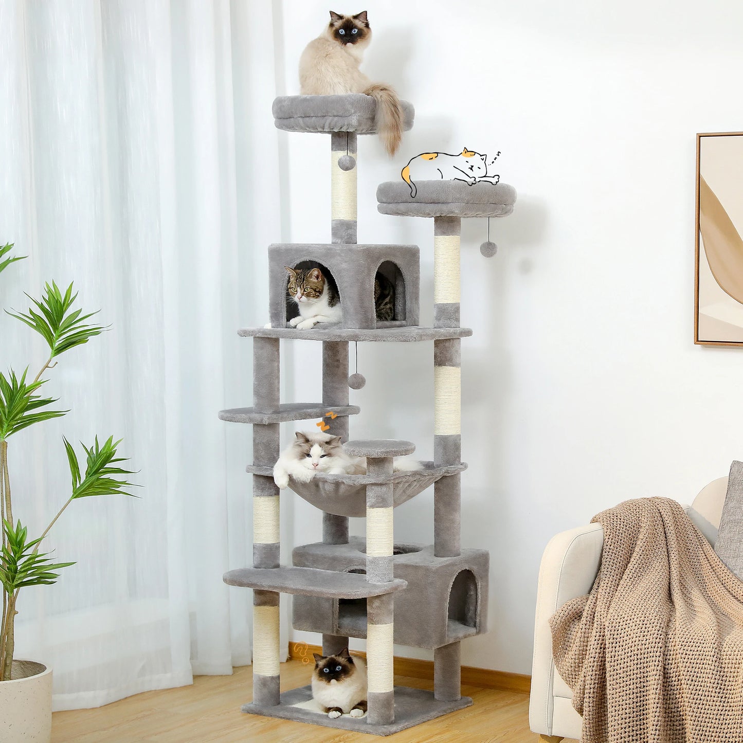 PAWZ Road Cat Tree And Tower For Indoor Cats Hammock