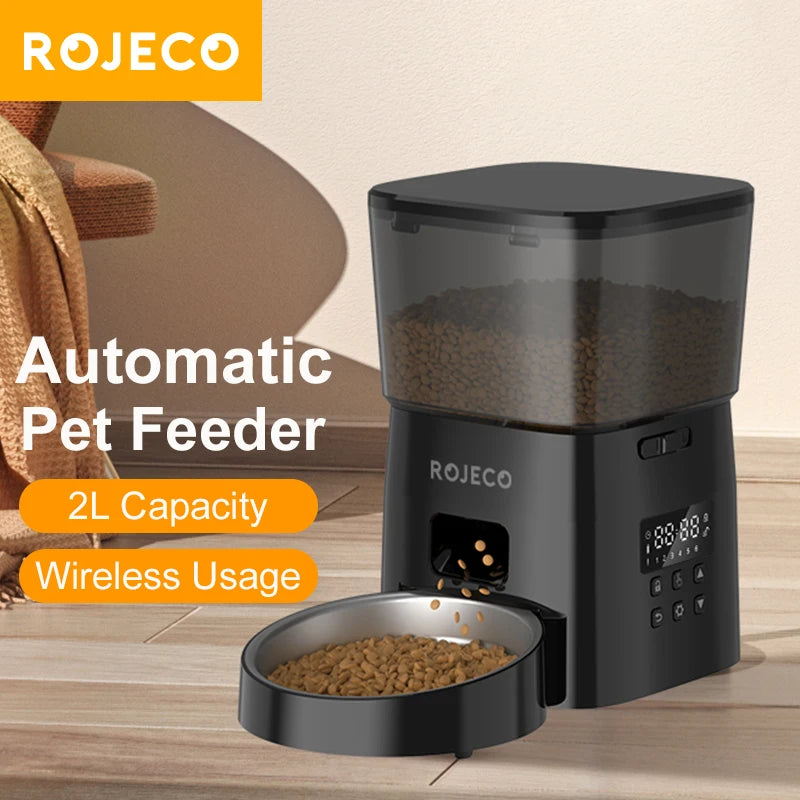 ROJECO Automatic Cat Feeder Kibble Dispenser With Smart Control