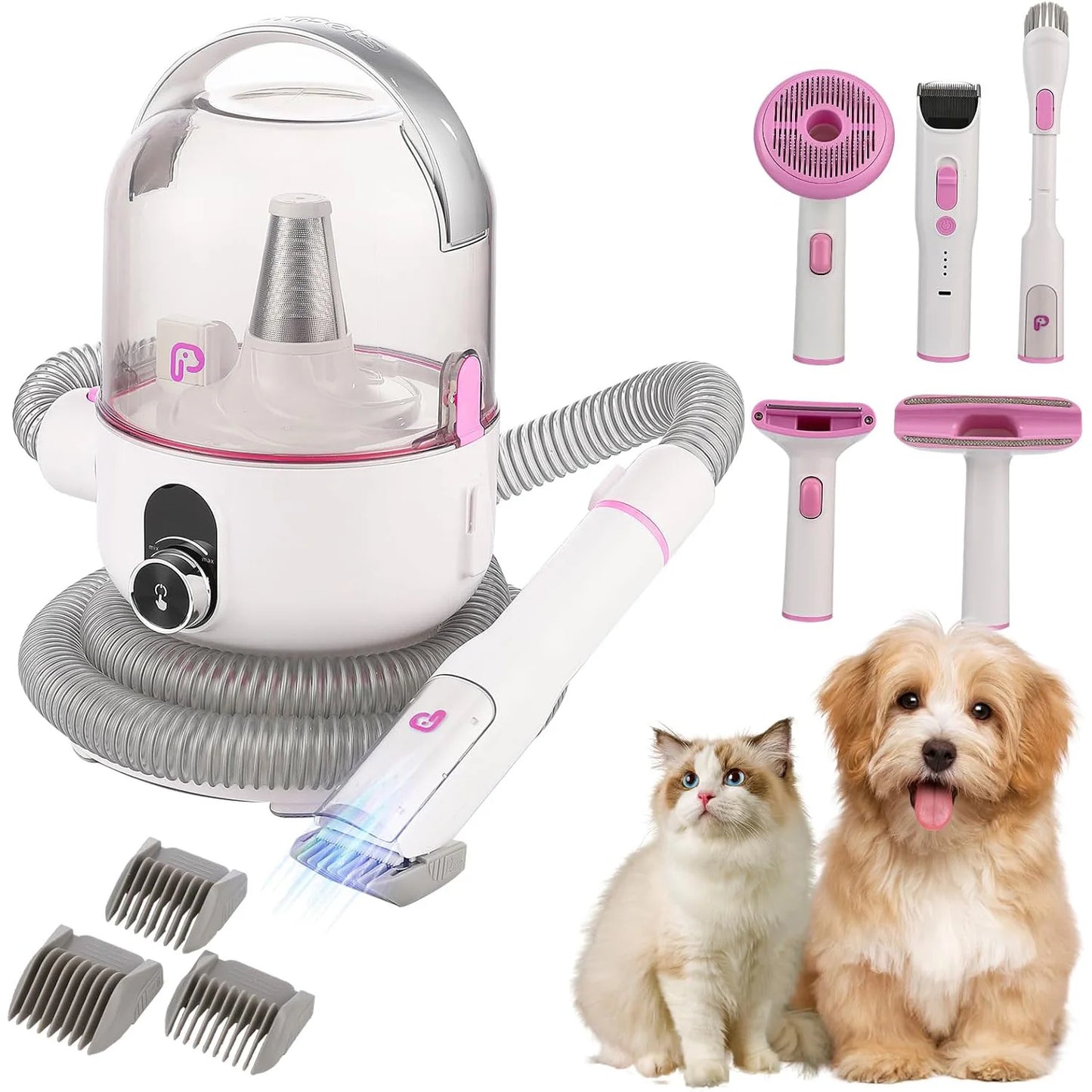 DishyKooker Pet Grooming Kit With Quiet High Suction Vacuum And Five Tools For Pets