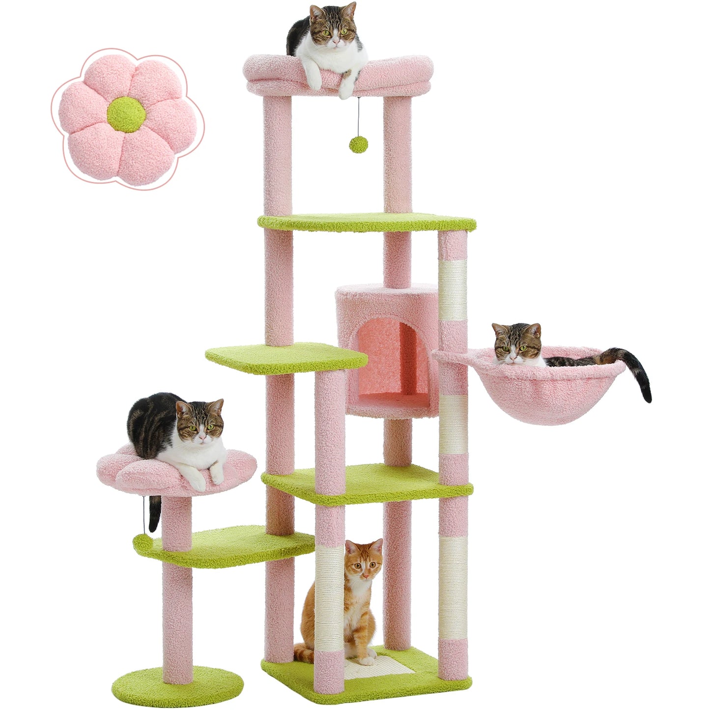 PEQULTICN PremiumQuality Multi-Level Cat Tree With Scratching Posts And HammocksElite