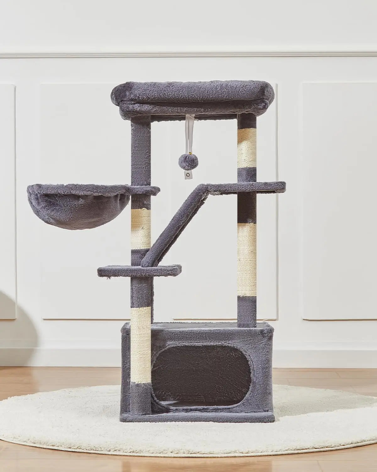 Cat Tree Indoor Tower With Adjustable Baskets And Luxurious Perch