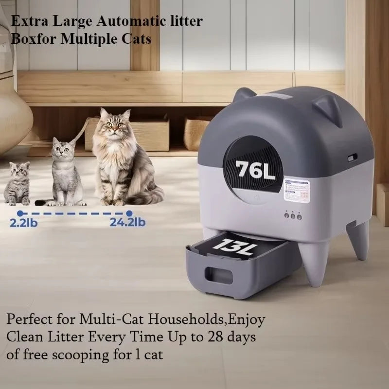 Lunapurr Automatic Self Cleaning Cat Litter Box With App Control For Multi Cat Compatibility