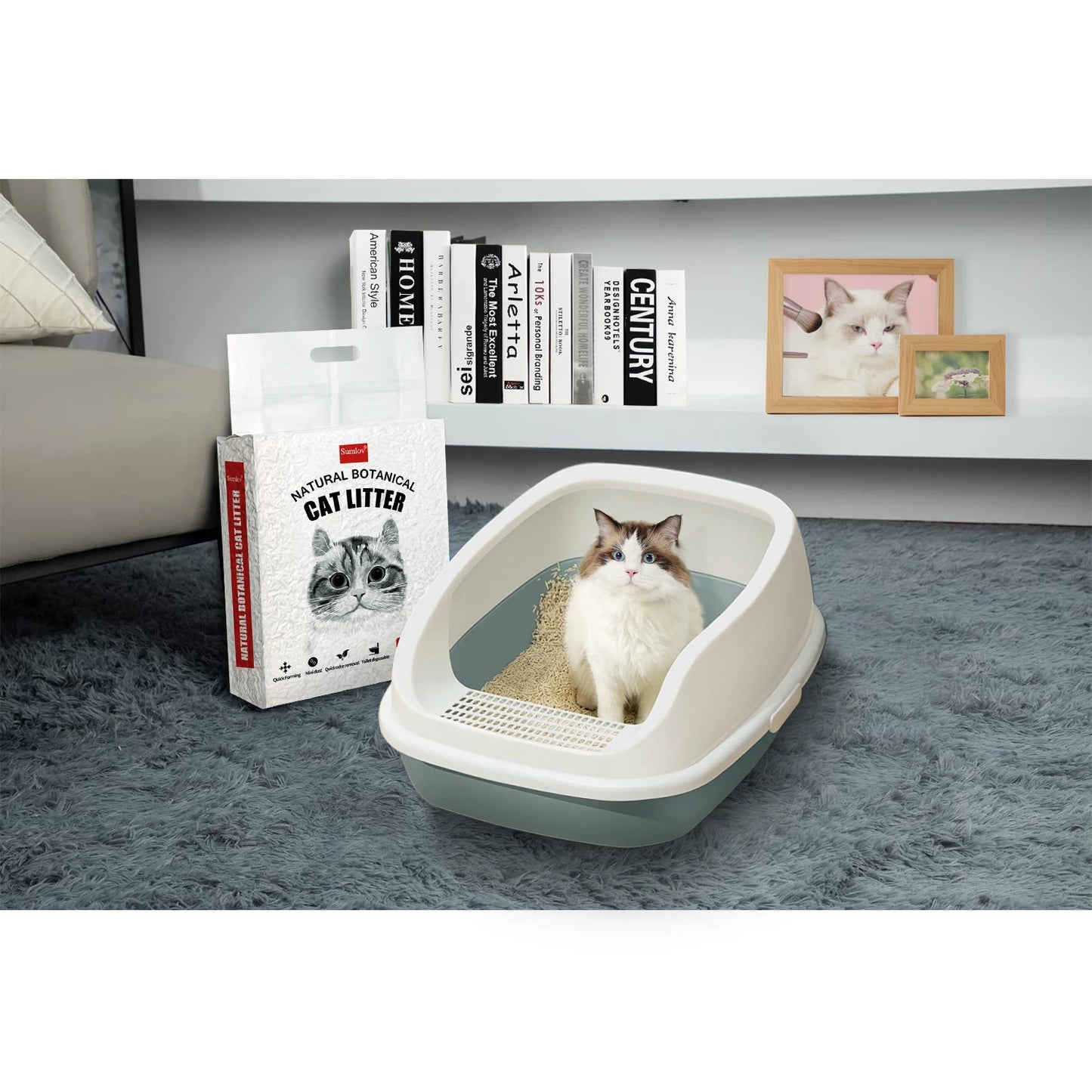 33lbs Sumlov Tofu Cat Litter, Natural Botanical, Dust-Free, Flushable, Quick Clumping, Odor Control, light scent, environmental