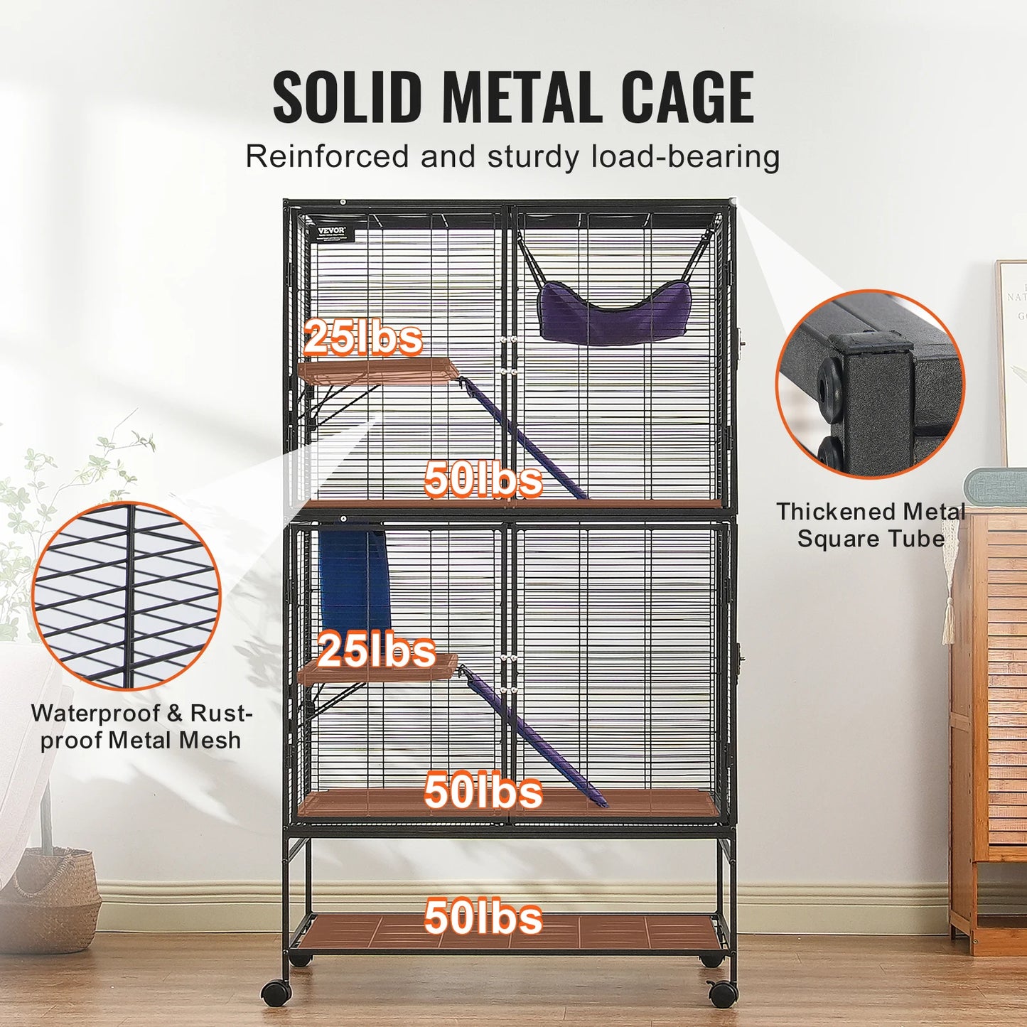 SucceBuy Rolling Metal Ferret Cage 4-Tier Critter Nation Cage