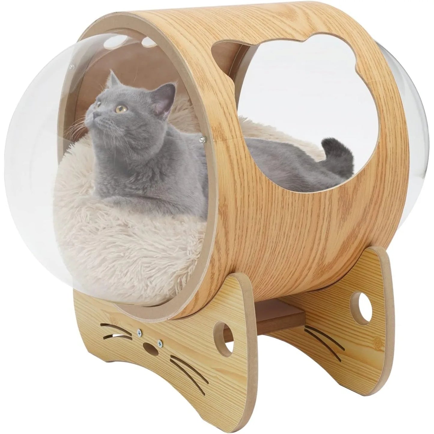 Guangdong Premium CatPod Bed With SolidWood Frame And ClearAcrylicDome ForPetComfort