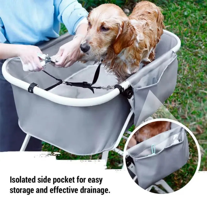 Dog Litter Elevated Foldable Pet Bath Tubs For Bathing And Grooming Station Adjustable For Medium To Large Pets