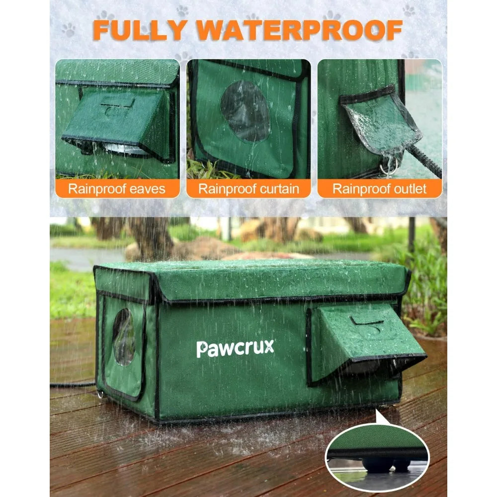 Winter Outdoor Insulated Heated Cat House With Safe Warming Bed