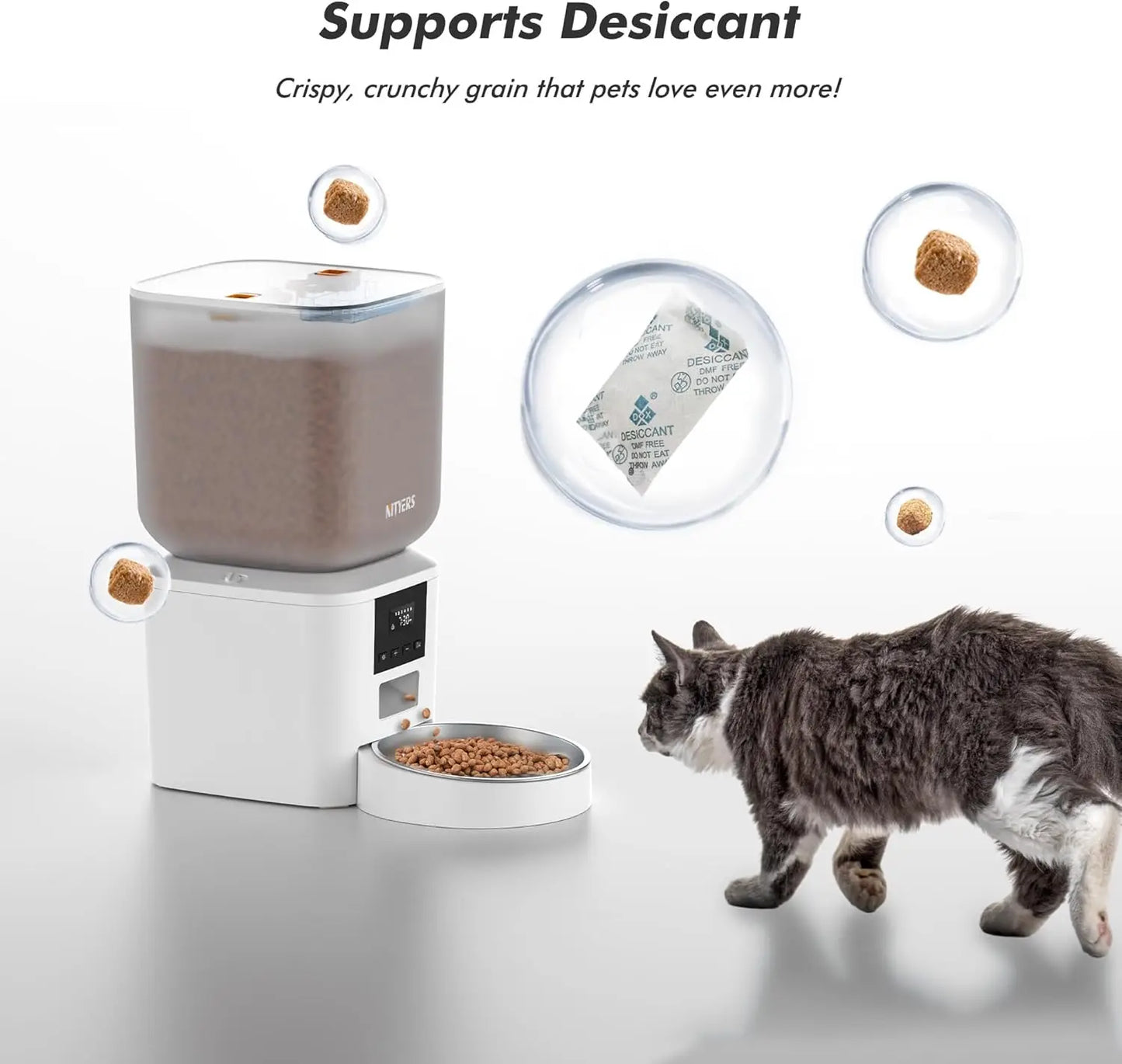 8L Automatic Pet Feeder with LCD Screen, Timed Feeding, 6 Meals Daily, Battery Backup for Dogs and Cats
