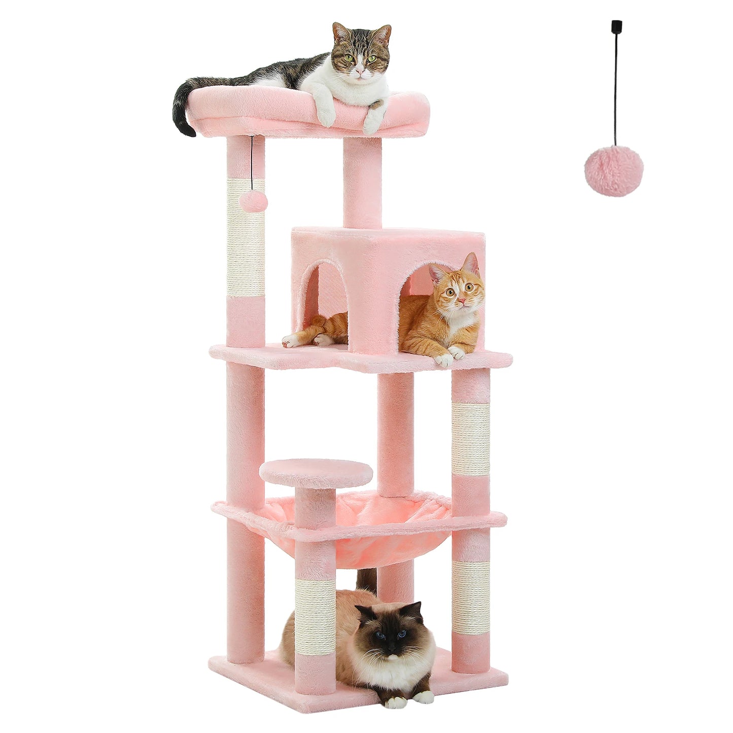 PETEPEL Cat Tree Indoor 5 Level Tower With Metal Frame Large Hammock