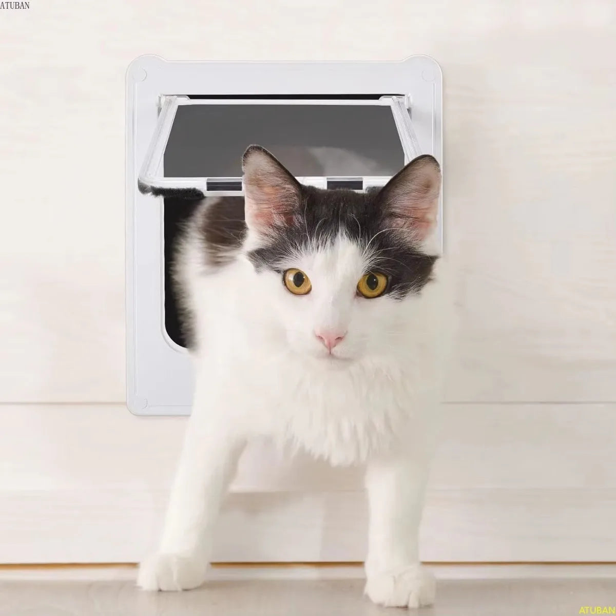 ATUBAN Interior Cat Door 4 Way Rotary Lock Indoor Pet