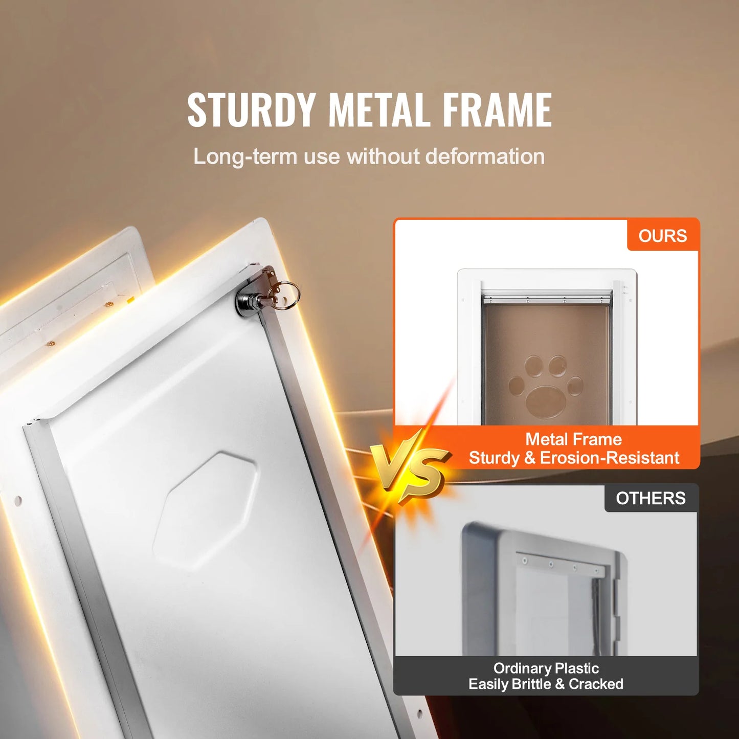 NONEDogDoor Metal Frame Pet Door With Lock 3Flap System