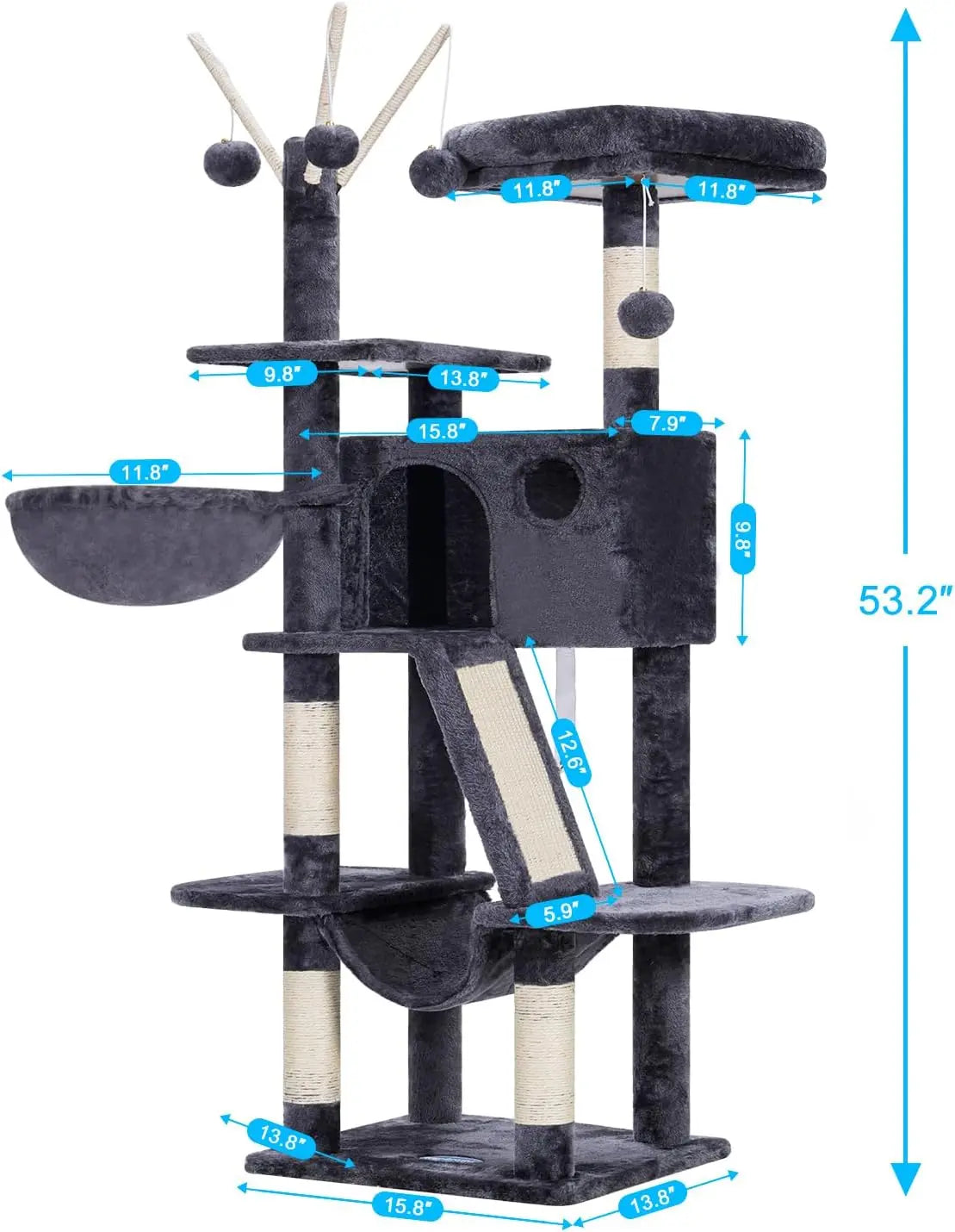 Cat Tower With Padded Bed And Cozy Condo For Indoor Cats