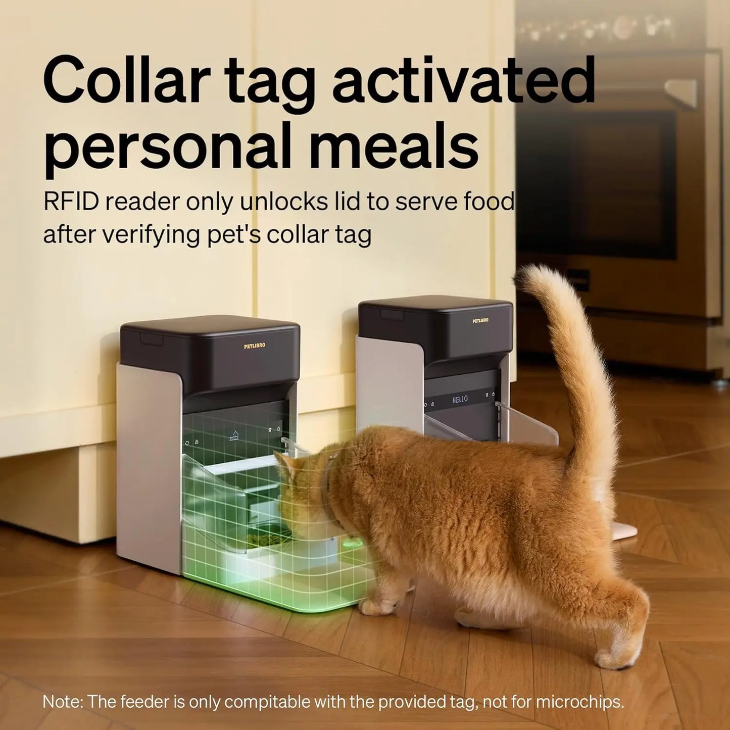 RFID Automatic Cat Feeder with Wi-Fi, Personalized Meals via Collar Tag, Diet Tracking for Multi-Pet Homes