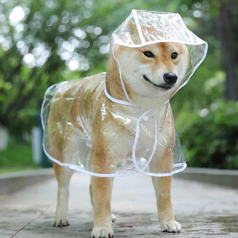 Transparent Hooded Dog Raincoat Waterproof Poncho