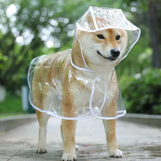 Transparent Hooded Dog Raincoat Waterproof Poncho