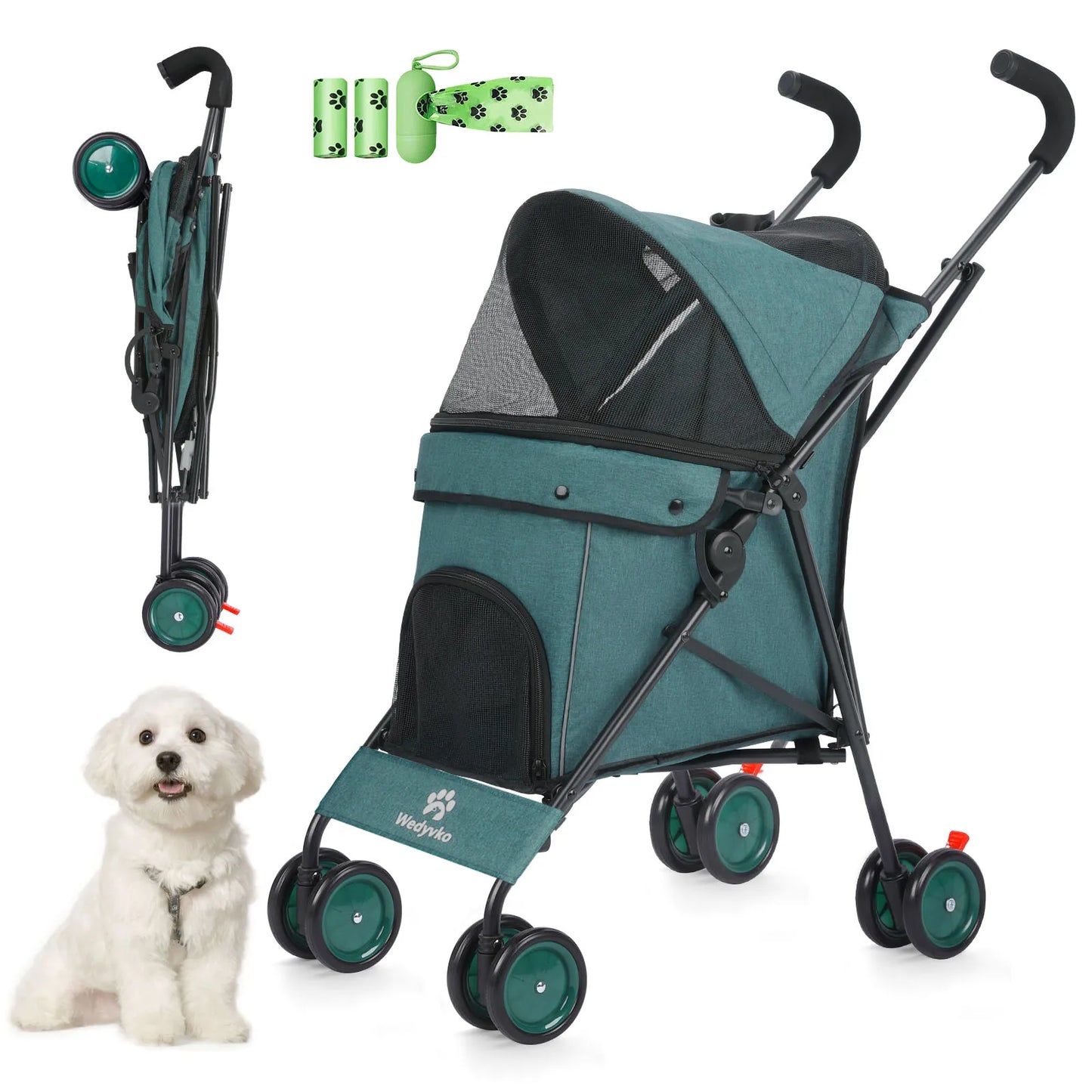 Wedyvko UltraPremium AllTerrainPet Stroller With Four Wheels And StorageAndOrganizer