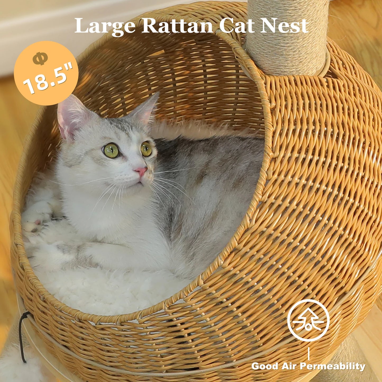 PAWZ Road Dinosaur Cat Tree Tower With Sisal Scratching Post Three Layer Rattan Cat Condo Indoor Wicker Bed