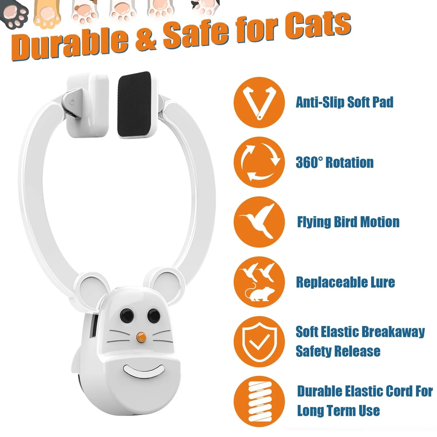 Interactive Cat Toys for Indoor Cats,  Rechargeable Durable Safe Hanging Cat Toy for Bored Kittens & Adult Cats