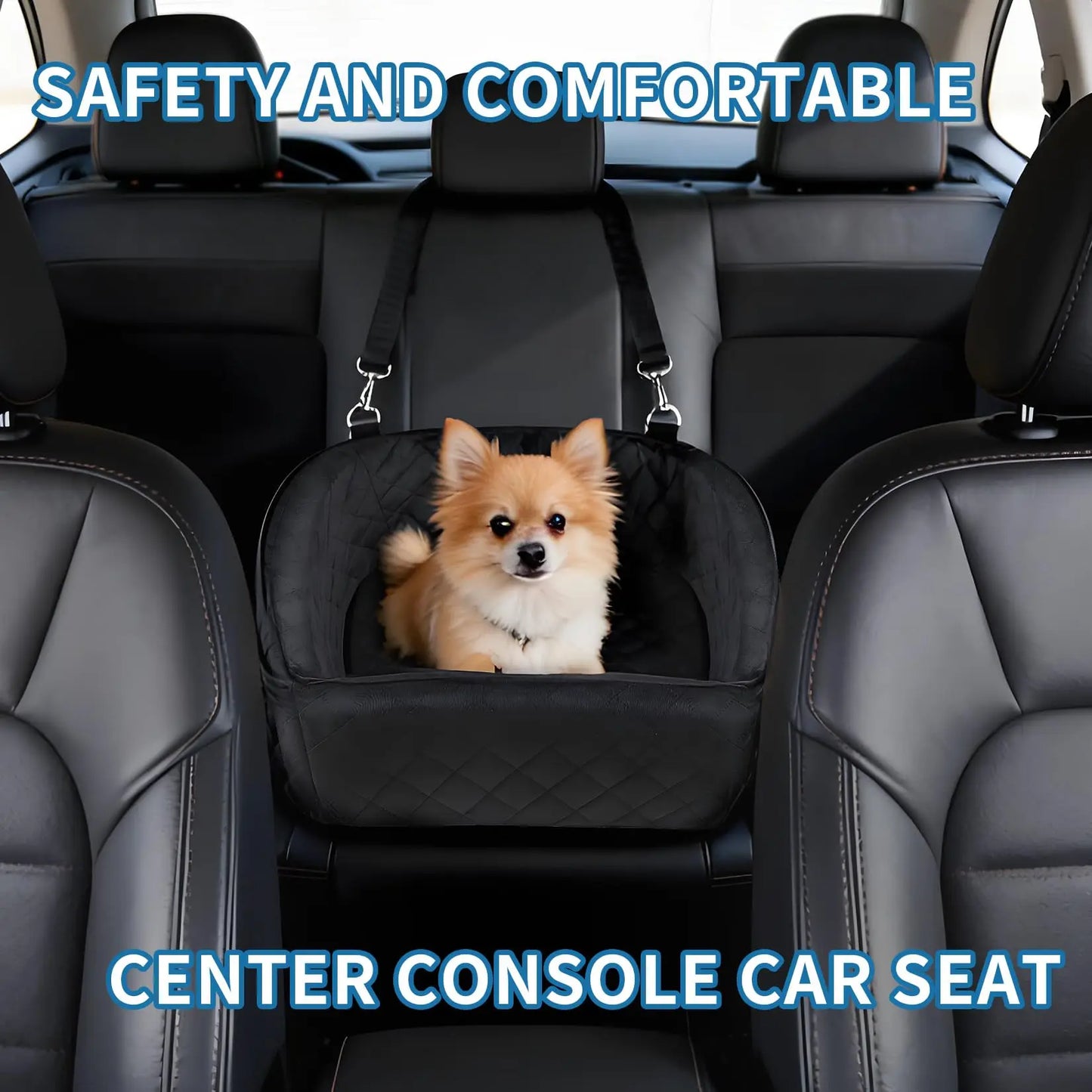 Dog Booster Car Seat, Detachable Washable Pet Dog Bed with Safety Belt for Small Medium Puppies Cats Under 30-35 LB