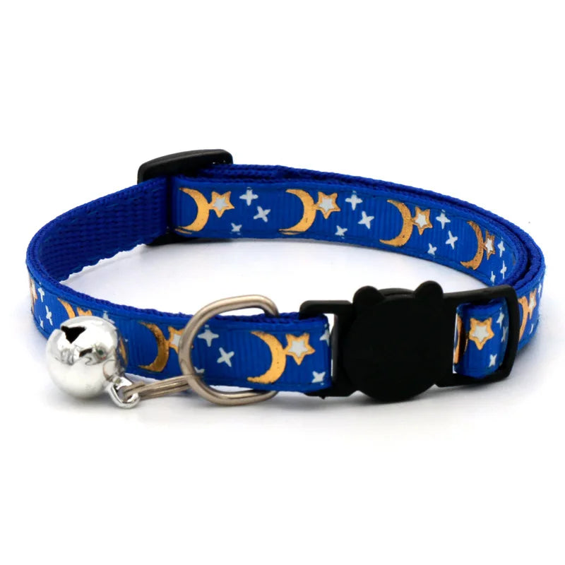 Cat Collar With Bell Cartoon Star Moon Adjustable Safety Necklace