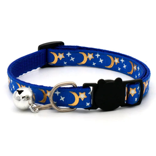 Cat Collar With Bell Cartoon Star Moon Adjustable Safety Necklace