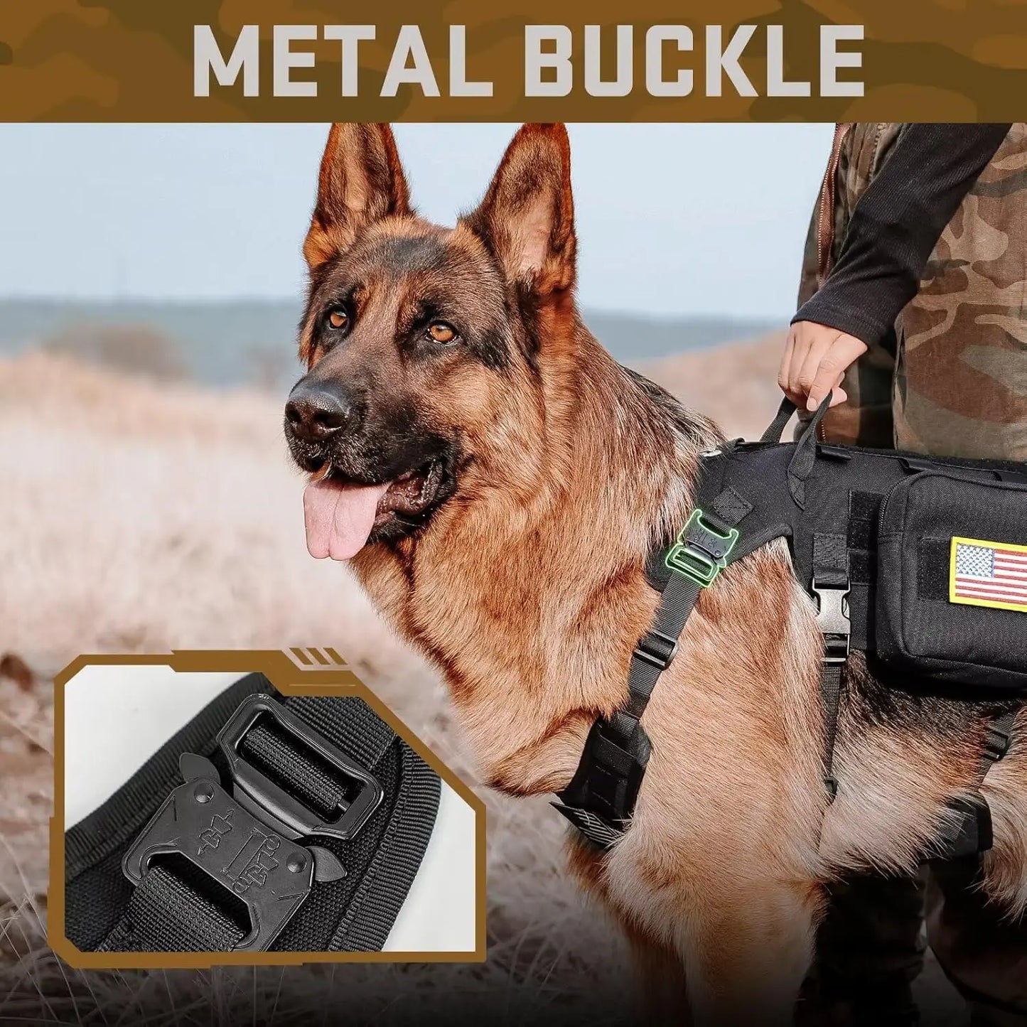 Tactical Dog Harness With Handle No Pull Adjustable Vest