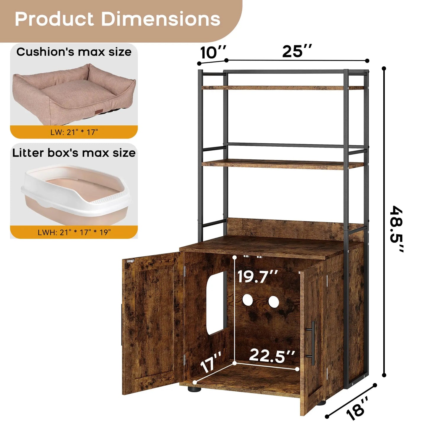 HiMISSCN 2 In 1 Cat Litter Box Enclosure Odor Control