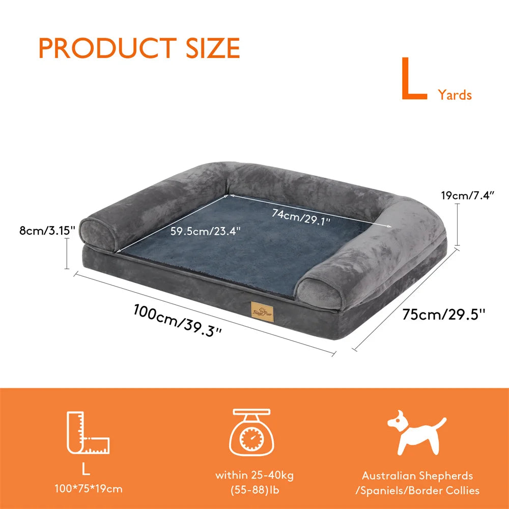 BORWARTCN Calming Orthopedic Memory Foam Dog Bed With Durable Waterproof Cover For Joint Support