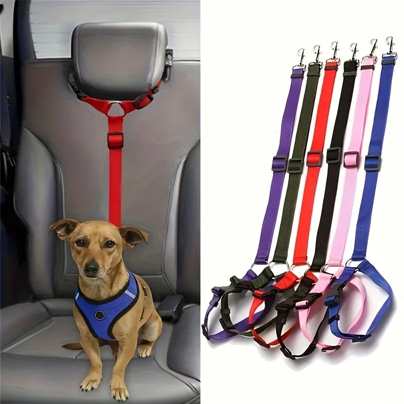 Nylon Two In One Pet Car Seat Belt And Leash