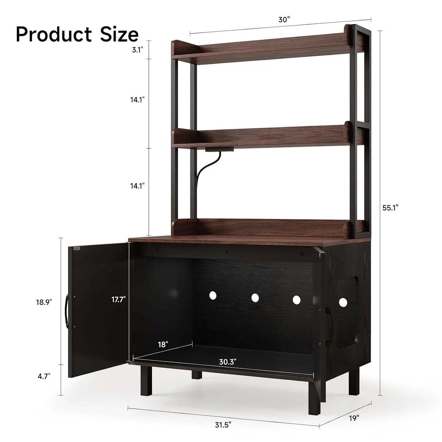 HUANZHUANG Cat Litter Box Enclosure With Outlets And Shelves Wooden