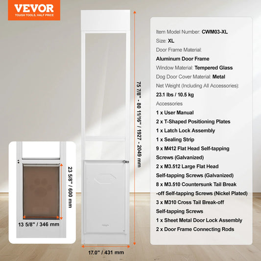 SucceBuy Sliding Glass Dog Door For Home Pet Gate Easy