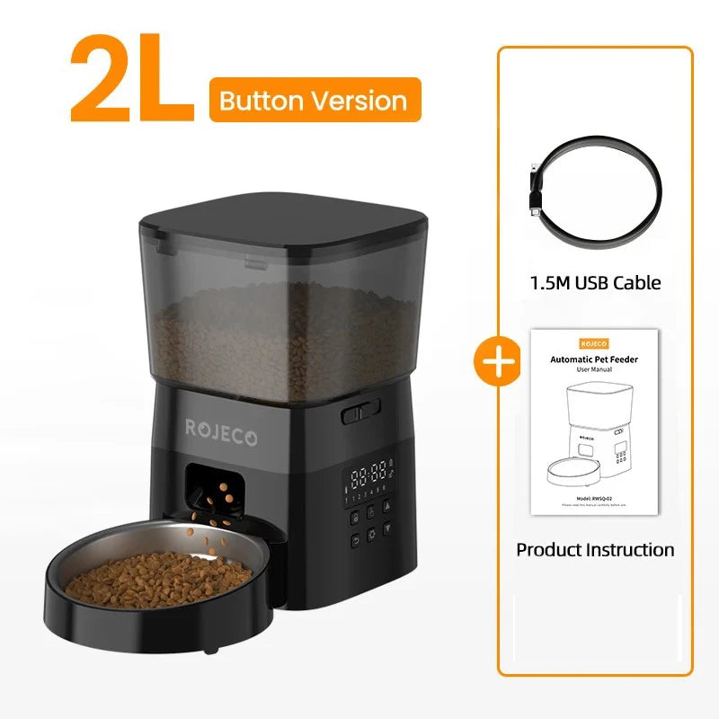 ROJECO Automatic Cat Feeder Kibble Dispenser With Smart Control