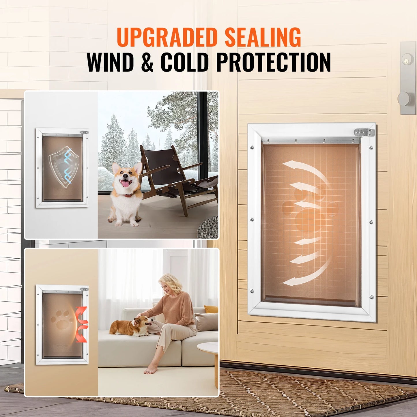 NONEDog Door Aluminum Frame Pet Door With Lock And Flap
