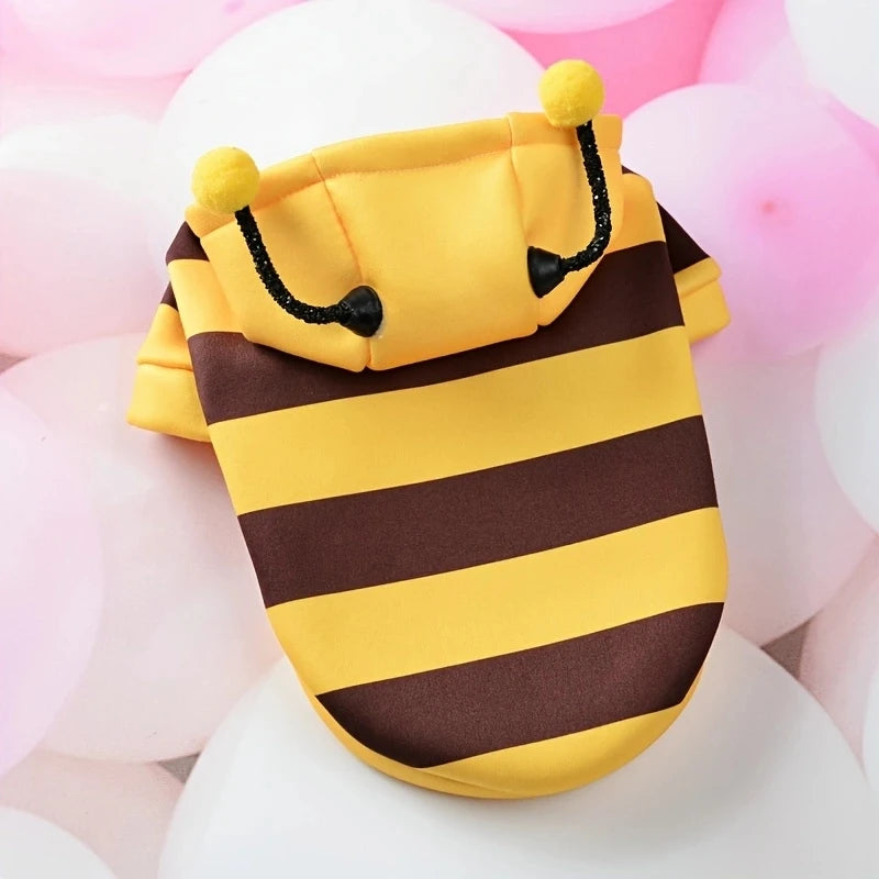 Cute Bee Costume Dog Cat Hoodie - thickened Pet Sweater Warm Outfit for Halloween Cosplay & Daily Wear pet clothes dogs clothes