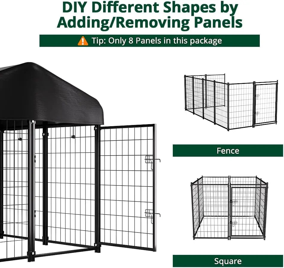 Outdoor Dog Kennel with Waterproof Roof, 4ft x 4ft x 4.5ft Pet Enclosure for Medium to Small Dogs