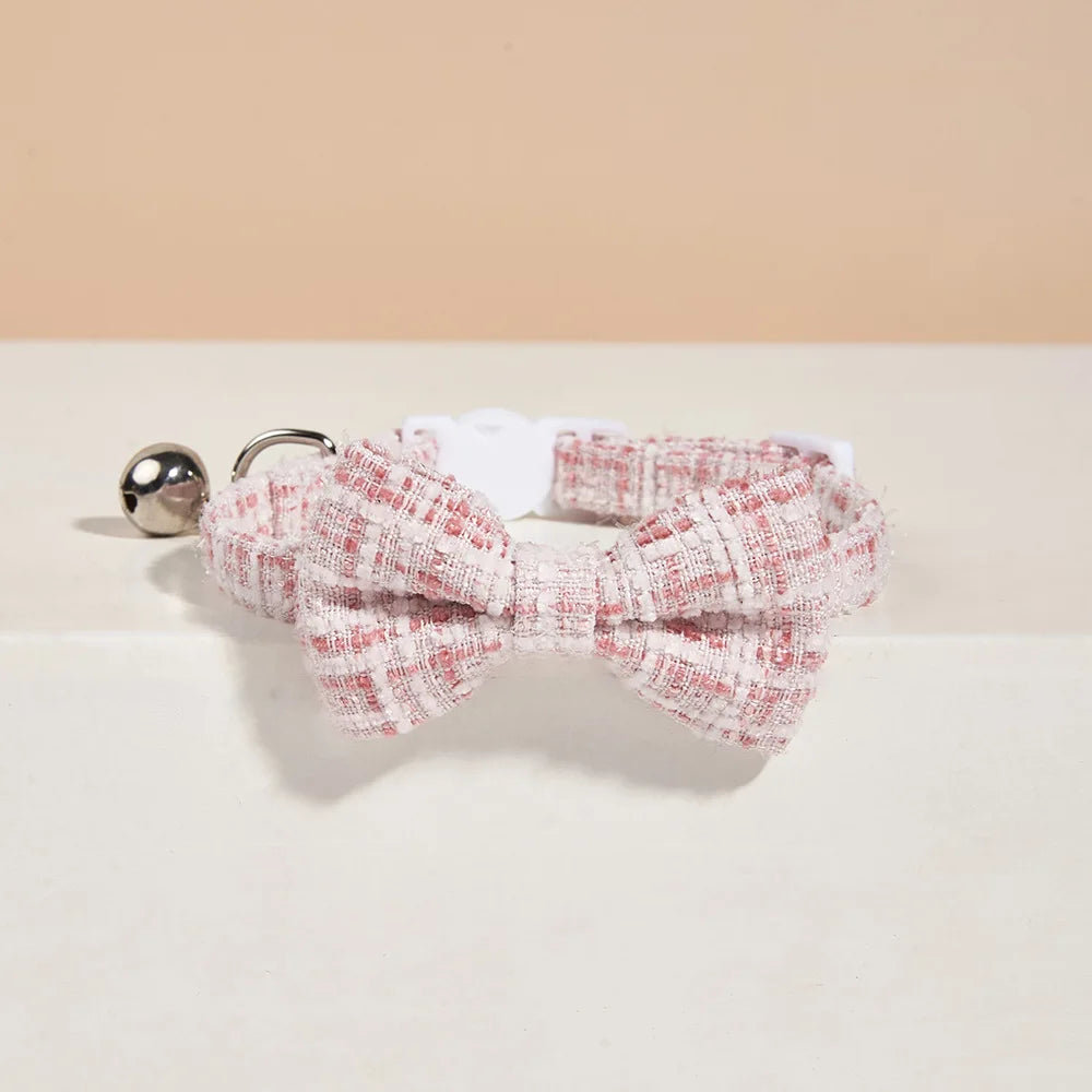 Bow Cat Collar Adjustable Pet Bow Tie Collar with Safety Buckle and Bell Decoration Suitable for Kittens & Puppies Cat Necklace