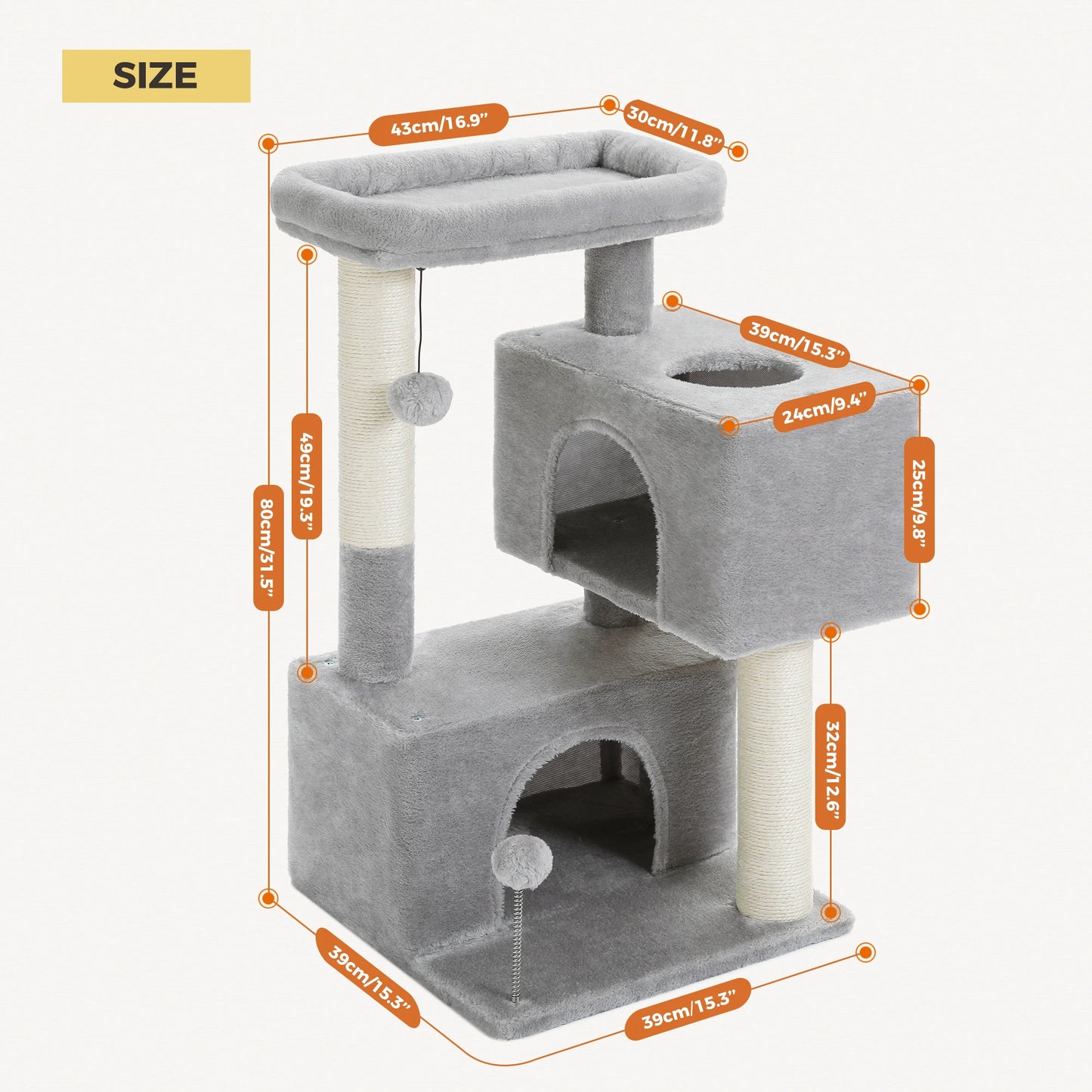 PAWZ Road Large Cat Tree Indoor Multi Level Tower With Condos And Scratching Pads