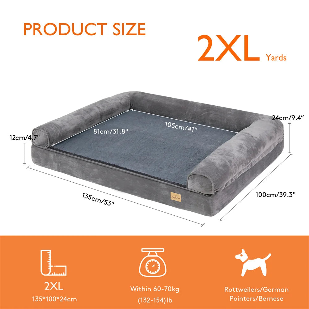 BORWARTCN Calming Orthopedic Memory Foam Dog Bed With Durable Waterproof Cover For Joint Support