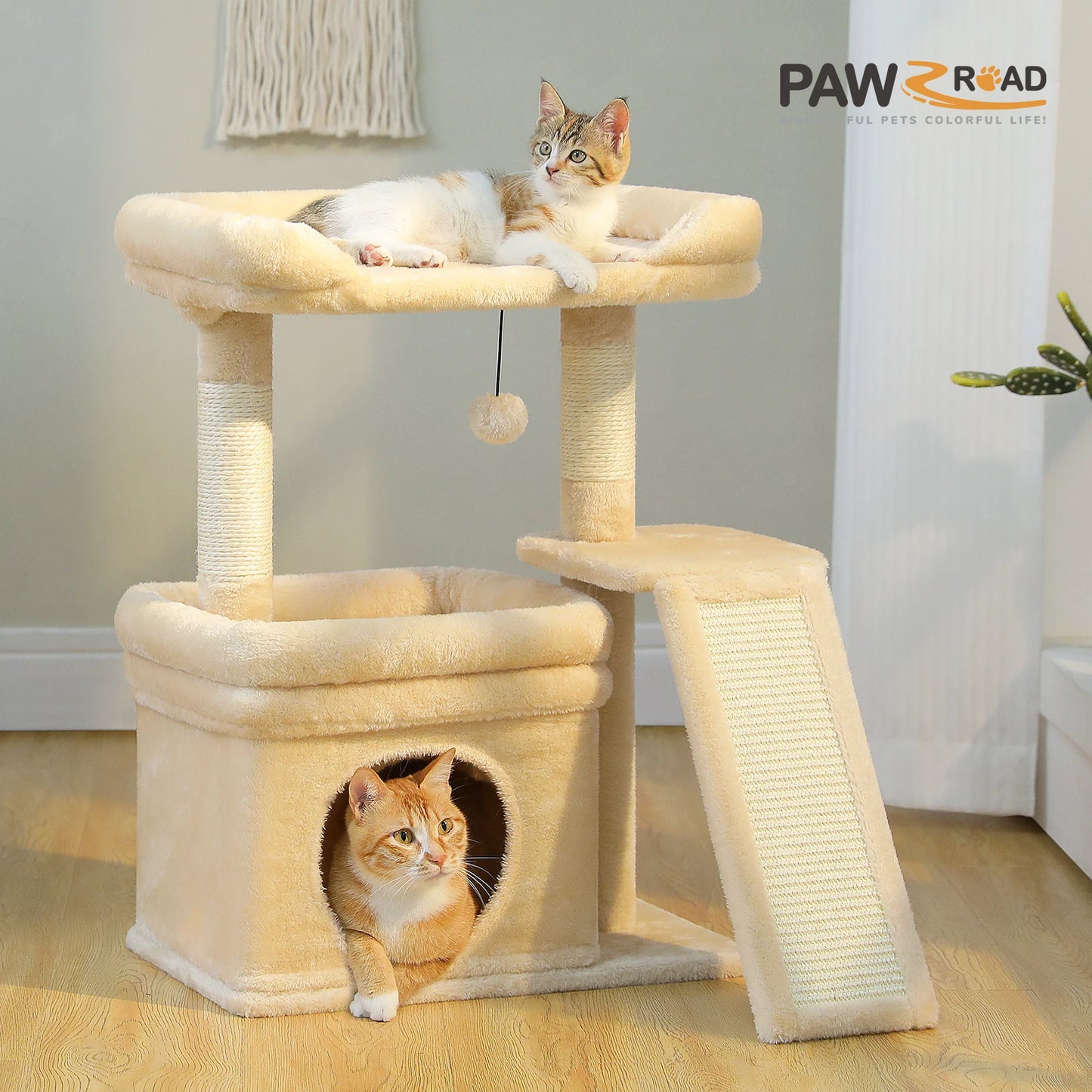 PAWZ Road Small Indoor Cat Tree with Three Tiers