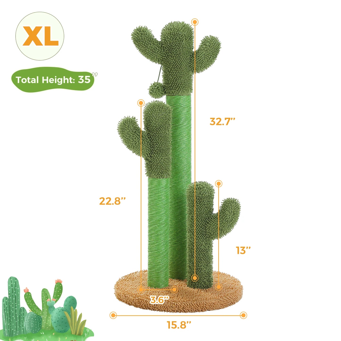 PEQULTICN Cactus Cat Tree With Condo And Hammock